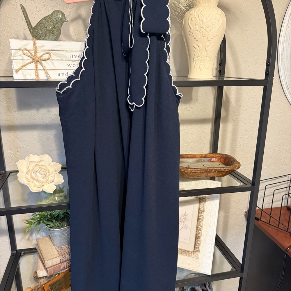 Navy Blue dress  with White Trim